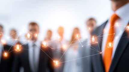 Networking the Future: A striking visual portraying professional networking and connections in business, with a close-up of a leader figure and a blurred backdrop of the team.