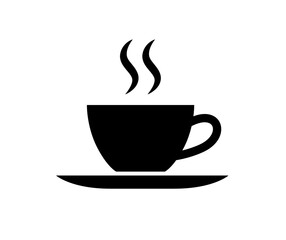 Vector black coffee cup simple icon isolated on white background