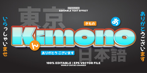 Kimono japan editable text effect in new modern trend style
