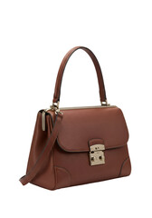 Elegant Leather Brown Handbag Fashion Accessory on Transparent Background