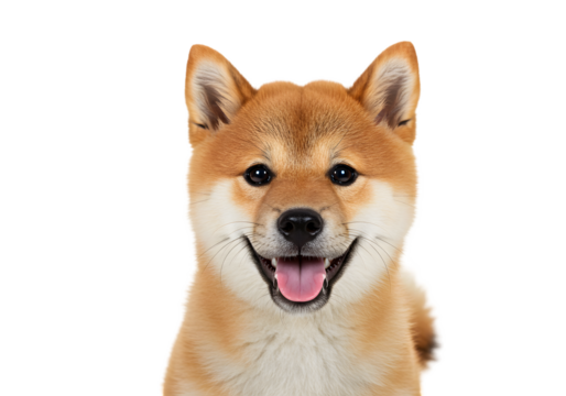 Isolated Portrait of Cute Shiba Inu Puppy with Happy Expression