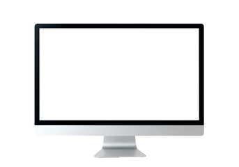 Illustration of Silver Monitor with Blank White Screen Isolated Design