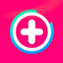 Fototapeta premium Plus Icon in Circle with Gradient on Pink Background.