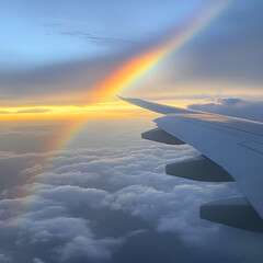 Obraz premium Witnessing a rainbow in the sky as a beautiful surprise in midjourney(1)