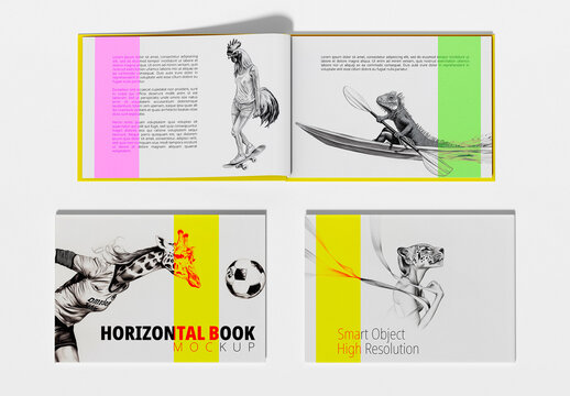 Horizontal Book Mockup With Top View