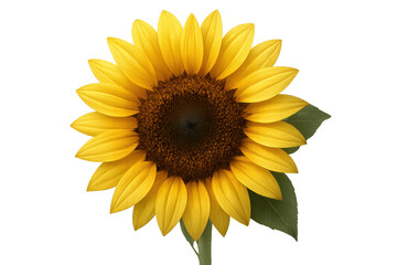 Fototapeta premium Vibrant sunflower blooming, revealing bright yellow petals surrounding deep brown center against transparent background