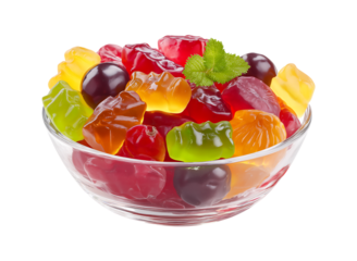 Fruit Slice Jelly Candies, Colored jelly sweet sugar candies isolated on a transparent background