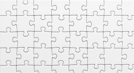 Complete white puzzle background illustrating connection, solutions and problem solving for web design elements