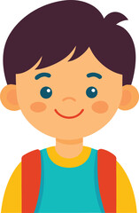 Vector art of a cartoon boy with a backpack is smiling isolated on white background