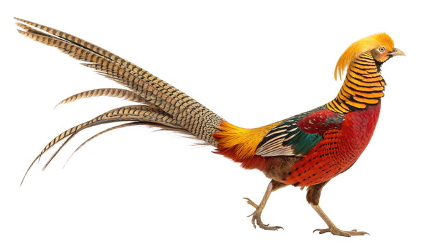 Golden pheasant bird species exotic wildlife colorful bird isolated animal nature birdwatching fowl avian