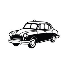 Naklejka premium Vintage black taxi silhouette vintage taxi black and white
