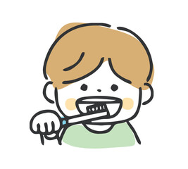歯をみがく男の子