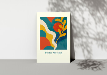 Poster Mockup With Soft Leaf Shadows