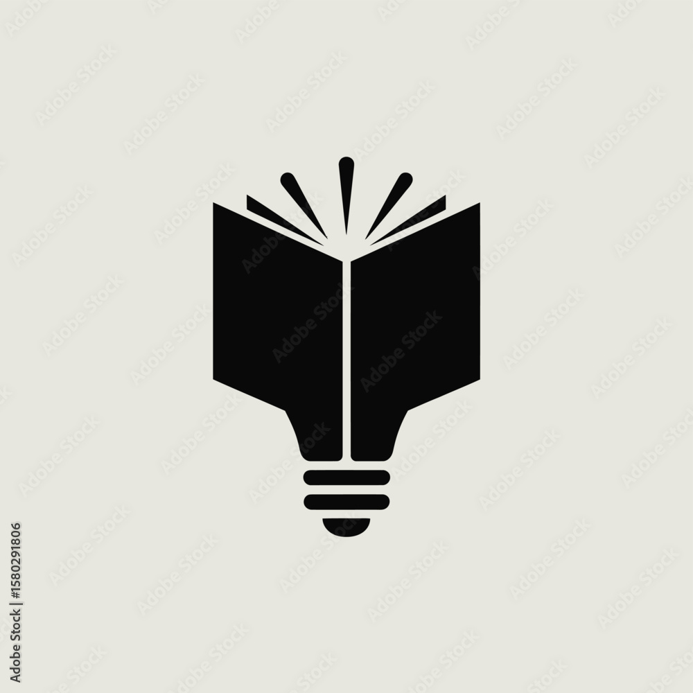 Poster open book transforms into a light bulb symbolizing knowledge and new ideas