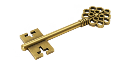 Vintage Gold Key Isolated Elegant Metal Design Treasure