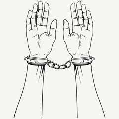 hands in handcuffs sketch illustration vector
