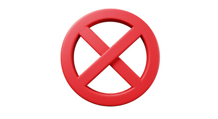 Obraz premium Red Prohibition Sign 3D Render No Entry Danger Forbidden Transparent BG
