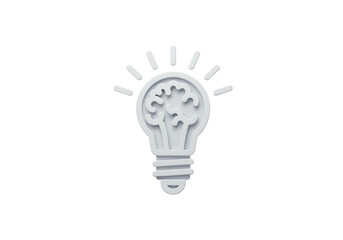 Isolated Light Bulb with Brain Inside Idea Concept