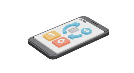 Smartphone Isometric Money Exchange Mobile Banking Finance Transparent PNG