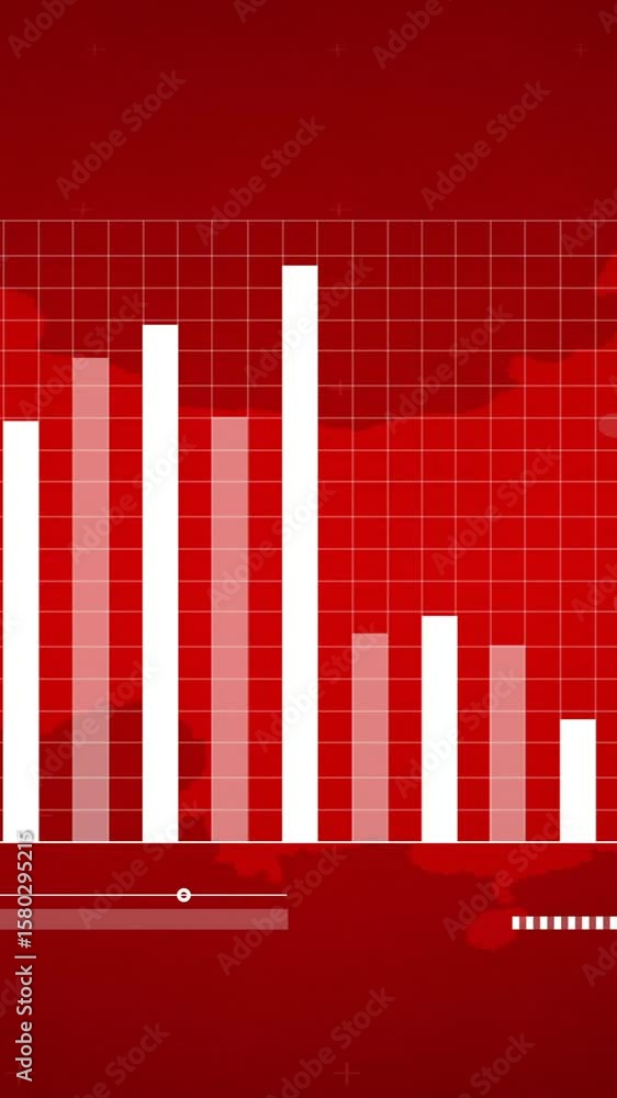 Poster bar chart and data processing animation over chinese flag background