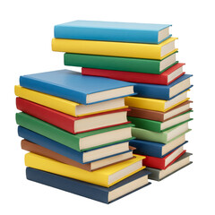 Fototapeta premium Stack of Colourful Books for Education Isolated Transparent Background