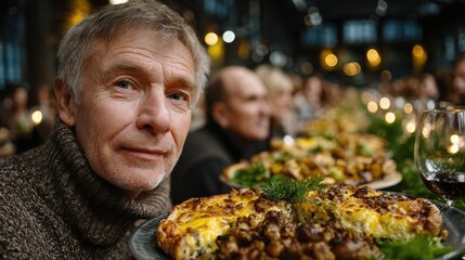 Extended family and friends dinner in autumn style