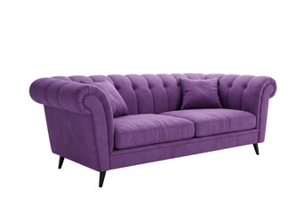 Isolated Purple Velvet Chesterfield Sofa Elegant Furniture