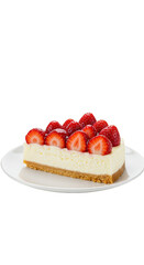 Strawberry Cheesecake Slice Dessert Delicious Food Plate Transparent