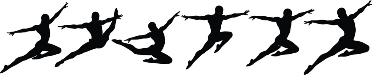 Dynamic Silhouettes of Dancers Expressing Movement and Grace Through Varied Poses and Jumps Showcasing Athleticism and Artistry