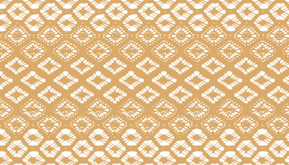 Seamless lace fabric with orange-yellow diamond patterns