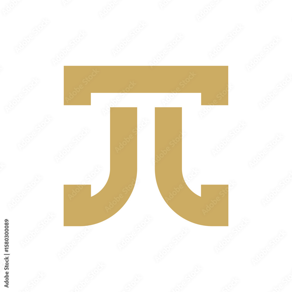 Poster a bold, golden abstract symbol resembling the pi (π) mathematical constant or a stylized 