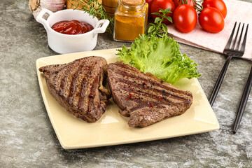 Delicus grilled beef steak with sauce