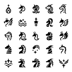 Mythical Animal Silhouettes &ndash; Phoenix, Unicorn, Griffin, Mermaid & Dragon in Enchanted Vector Pack for Fantasy, Gaming & Storybook Art