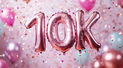 10K Subscribers Celebration Banner with Gold Balloons