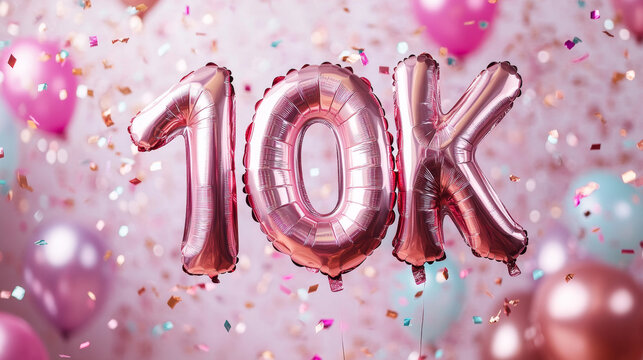 10K Subscribers Celebration Banner with Gold Balloons