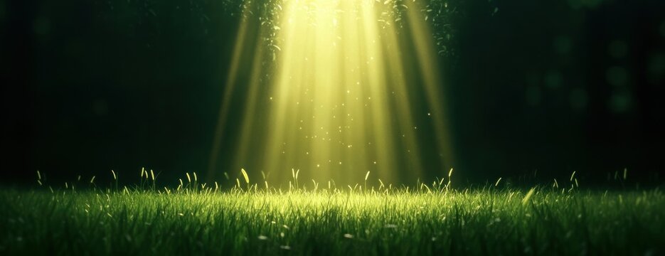 Pasture grass with sunlight green atmosphere outdoors.