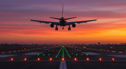 A Low Angle View of an Airplane Landing.