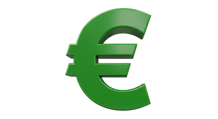 Fototapeta premium Green Euro Symbol 3D Render Finance Business Transparent Background
