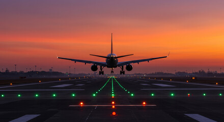 Travel and Transportation Concept with a Landing Airplane.