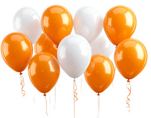  Single White and Orange Balloons Scattered in Air &ndash; Minimalist PNG File, Transparent Cutout (2)