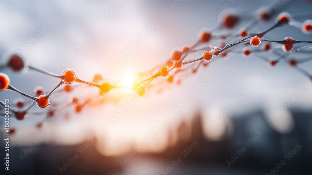 Aufkleber dna structure in focus: the double helix structure of dna glows with energy in a visually stunning, 