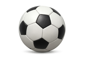 Fototapeta premium Soccer ball with classic hexagonal pattern suspended midair against transparent backdrop, highlighting modern graphic design potential