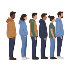 Obraz premium Illustration of Group of People Standing Men Women Casual Clothes