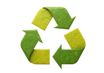 Isolated Textured Green and Yellow Recycle Symbol