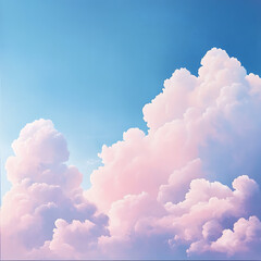  A pastel daydream of fluffy clouds against a clear blue sky(2)