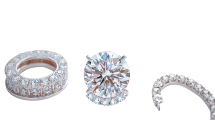 Easy to use popular diamonds jewelry set perfect for elegant designs on transparent background

