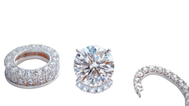 Easy to use popular diamonds jewelry set perfect for elegant designs on transparent background

