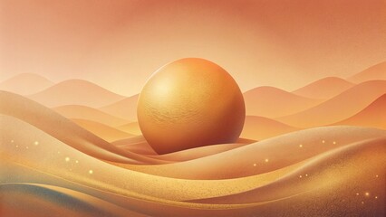 Golden egg in the desert, 3d rendering. Computer digital drawing.