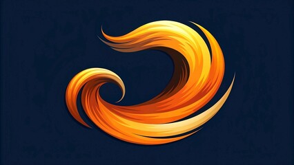 Abstract vector illustration of orange wave on dark blue background with space for text.