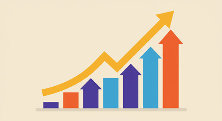 Financial Growth Chart with Arrows and Bars, Representing Business Success and Progress, light...